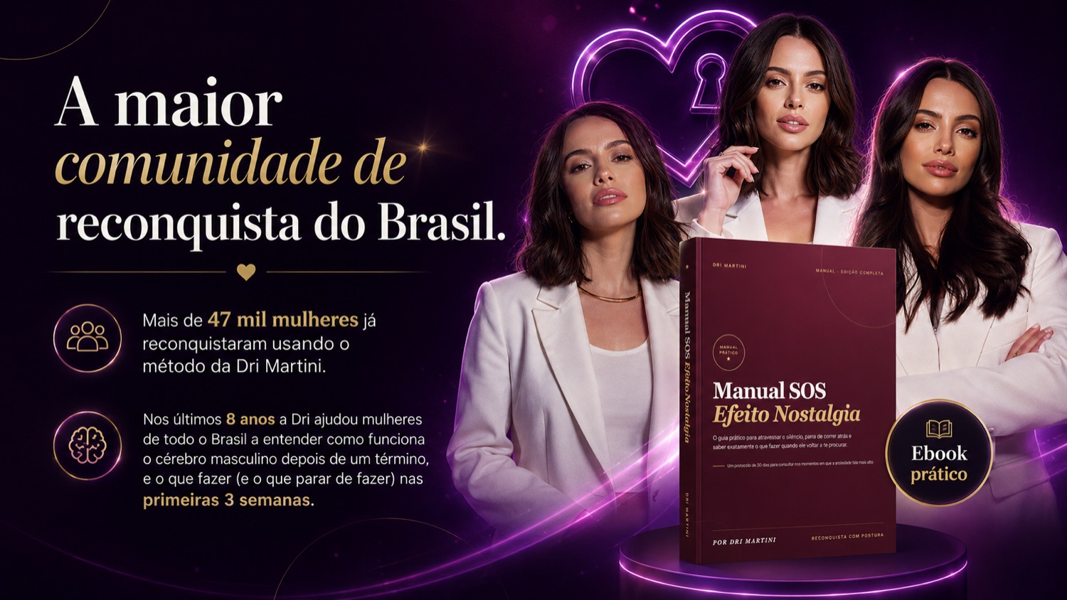 A maior comunidade de reconquista do Brasil. Mais de 47 mil mulheres já reconquistaram usando o método da Dri Martini.